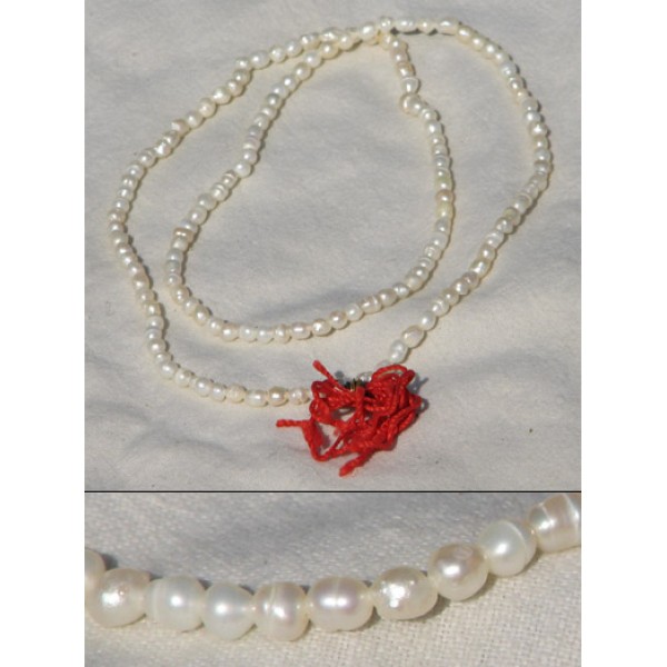 Pearl Mala, 24 Inches; (Natural Oval Beads)
